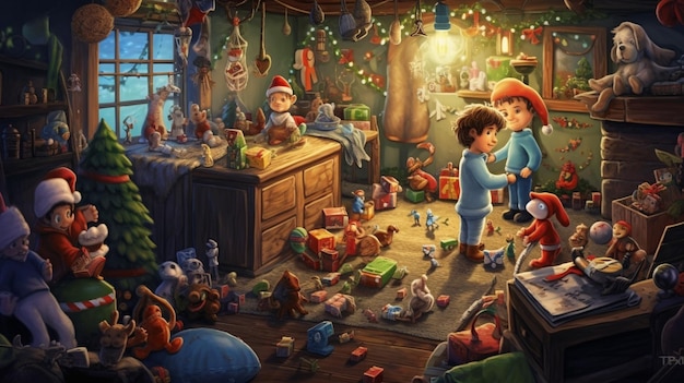 Christmas cartoon art