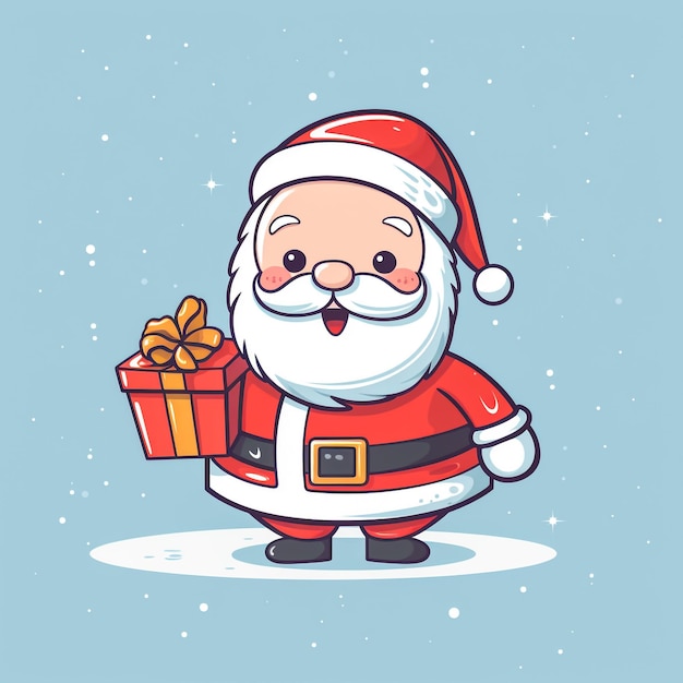 Photo christmas cartoon of santa giving a thumbs up standing in the middle of a huge stack of presents or