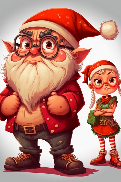 Photo christmas character cartoon style merry christmas greetimg card