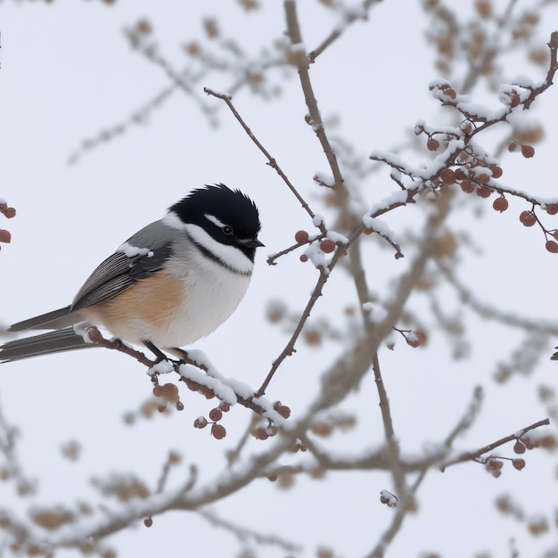 Photo christmas chickadee on the branches