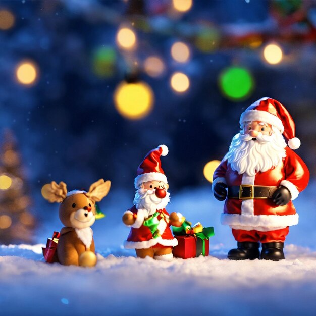 Рождественское детство и люди Концепция улыбается с Санта-Клаусом на заднем плане