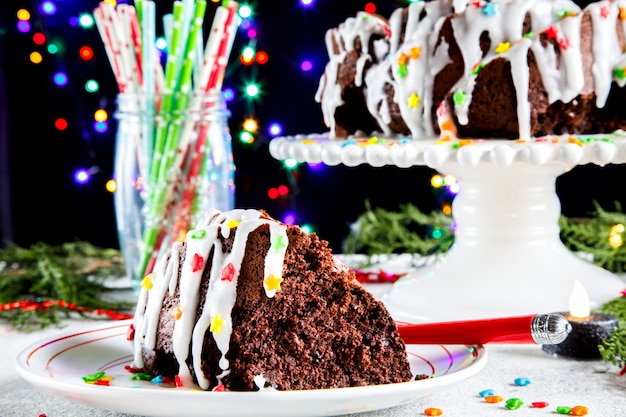 Foto torta al cioccolato di natale.