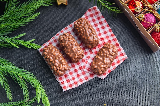 christmas chocolate cookies nut, dried fruit New Year sweet dessert holiday meal food snack