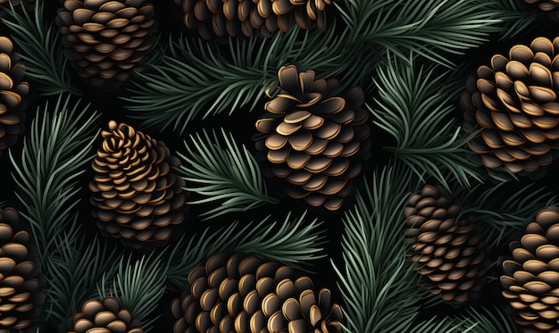 クリスマスのパターンは ⁇ 松の ⁇ と常緑の枝の山のシームレスです ⁇ 