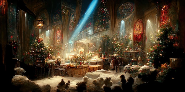 The christmas chronicles. Digital illustration. Painting. Beautiful scenario