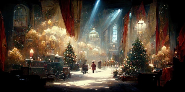 The christmas chronicles. Digital illustration. Painting. Beautiful scenario