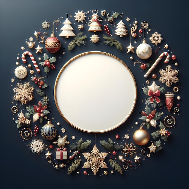 Christmas circular frame background