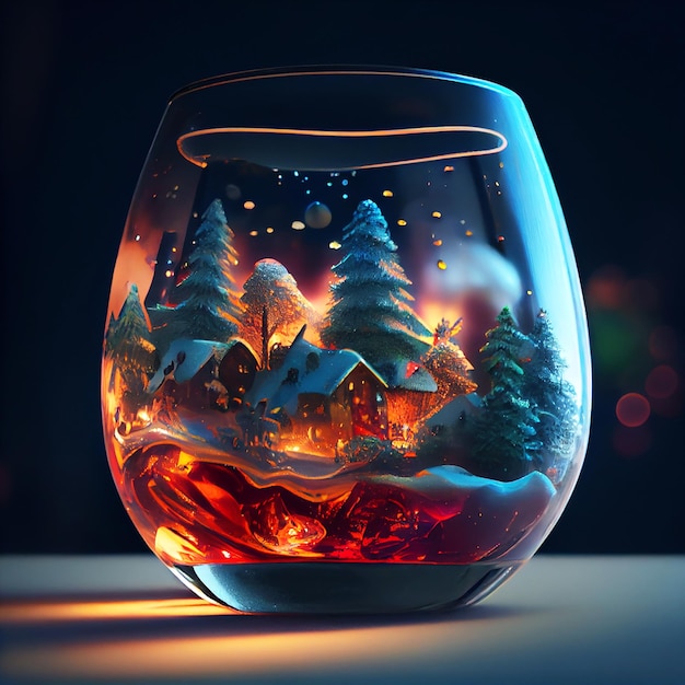 Christmas city inside a glass digital art