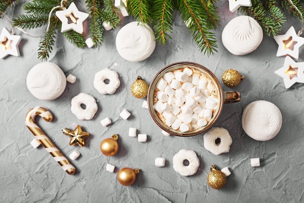 Christmas coffee cup with marshmallows