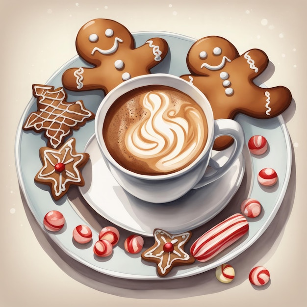 Christmas coffee and gingerbread wonderland