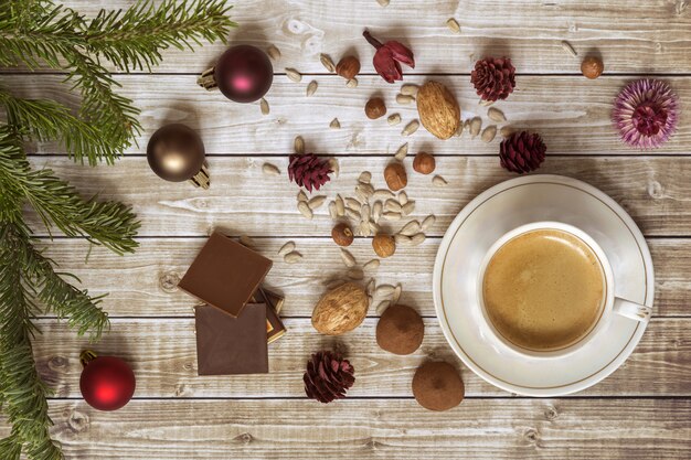 Christmas coffee with chocolate