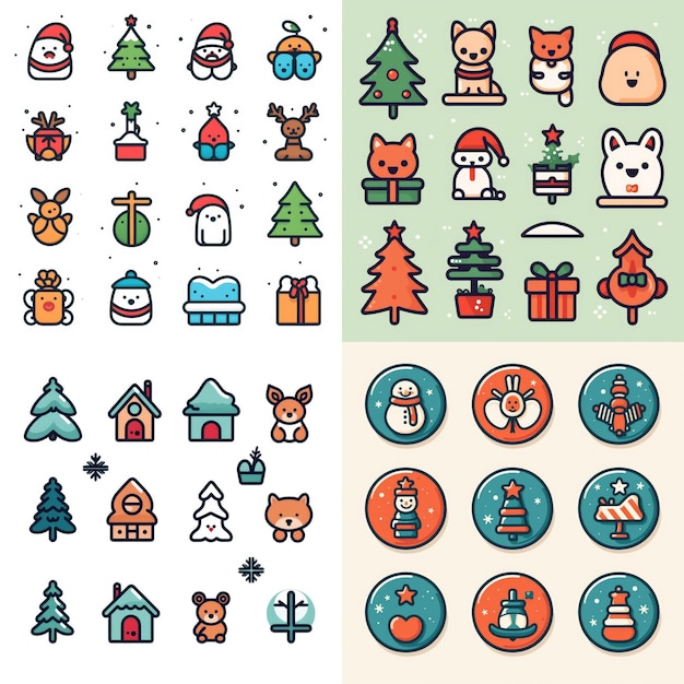 Christmas collection icon New Year elements symbols icon set white background Created with Generative Ai Technology