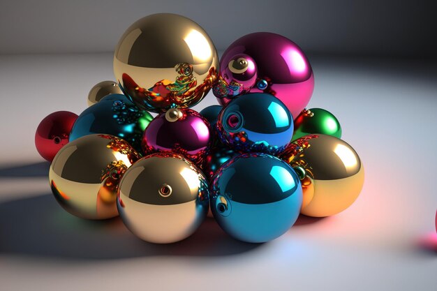 Christmas colored balls against a white background