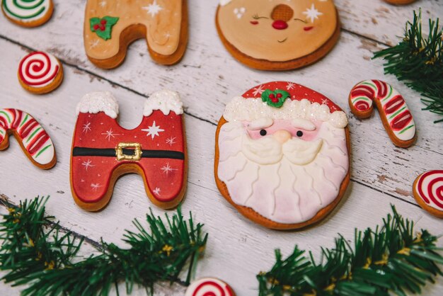 Christmas colorful cookies for background