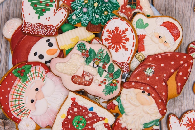 Photo christmas colorful cookies for background