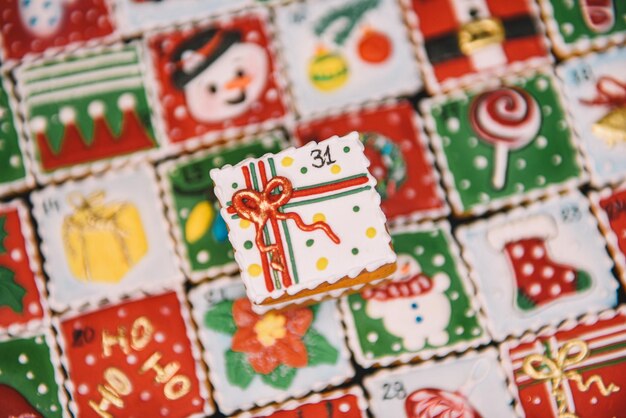 Photo christmas colorful cookies for the background