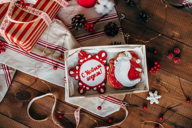 Christmas colorful gingerbread cookies. 