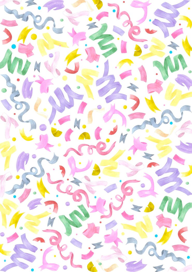 Photo christmas colorful ribbons poster hand drawn watercolor illustration of confetti isolated on white background can be used for postcard book cover scrapbook and other printed products