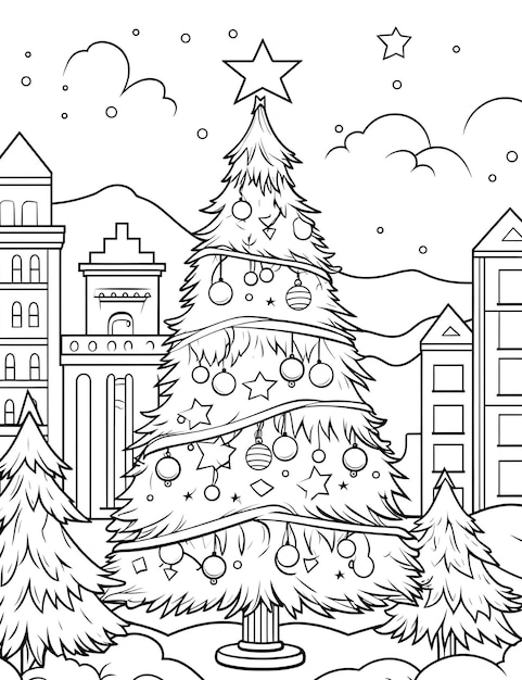 Photo christmas coloring page for kids