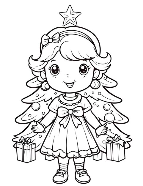 Photo christmas coloring page for kids