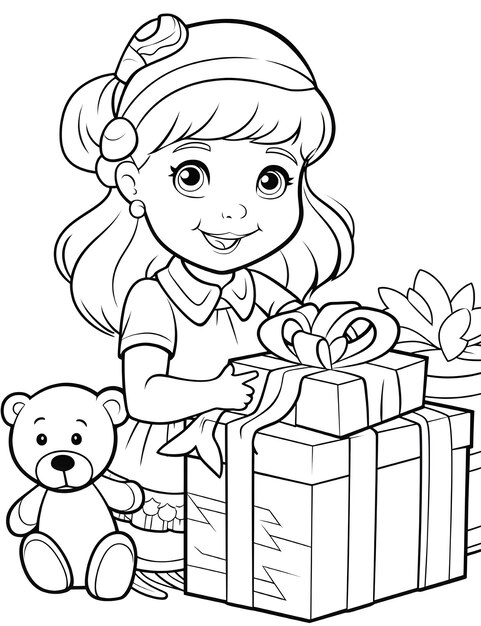 Photo christmas coloring page for kids