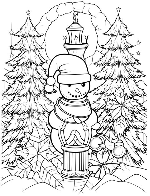 Photo christmas coloring page for kids