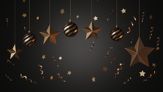 Christmas composition. Christmas star on dark background. -3d rendering.