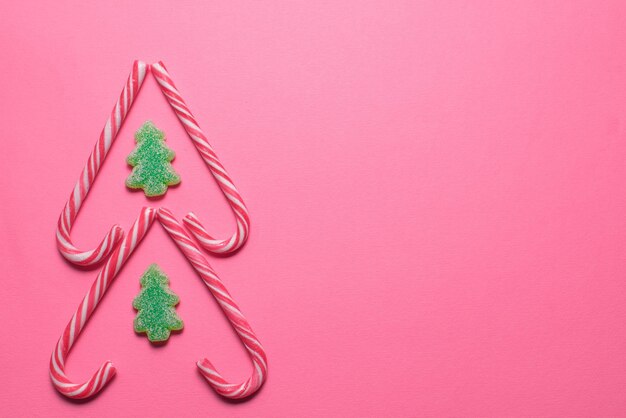 Photo christmas composition on a pink background