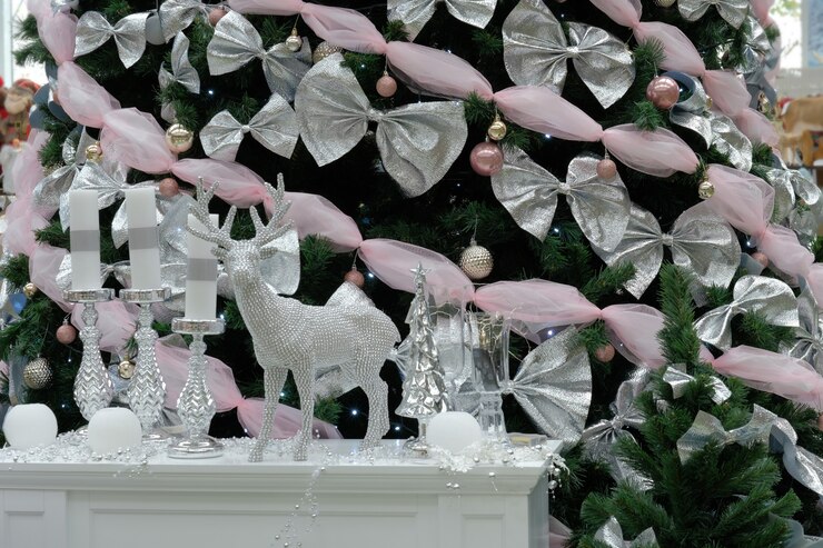 Photo 白い暖炉のポータル上のクリスマス組成