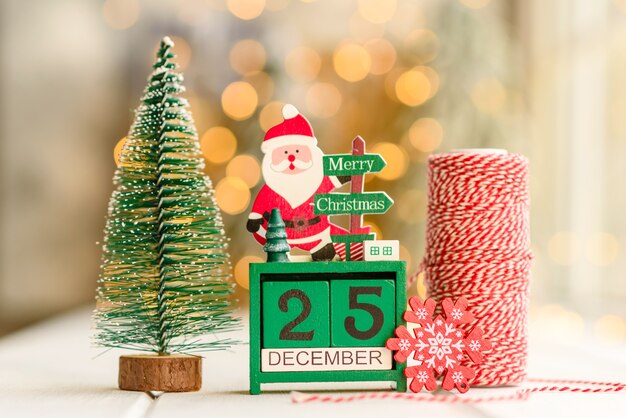 christmas composition. red and green decor elements that are used to decorate the christmas tree