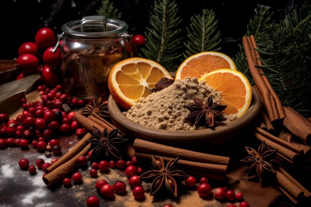 Christmas composition spices