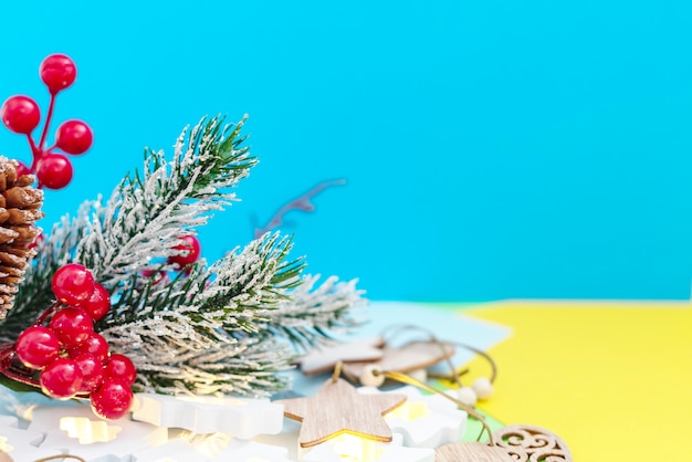 Christmas composition with berries and branches