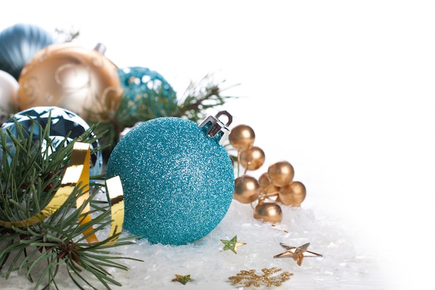 Christmas composition with blue ball 