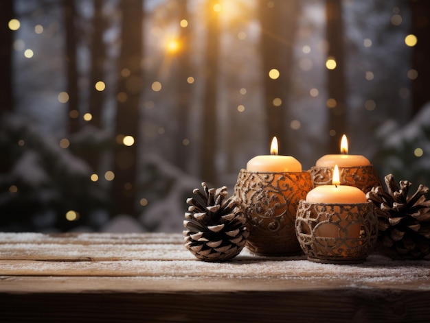 Christmas composition with bokeh background and copy space