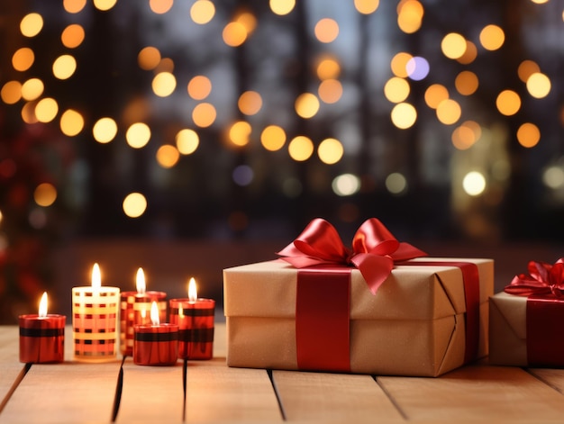 Christmas composition with bokeh background and copy space