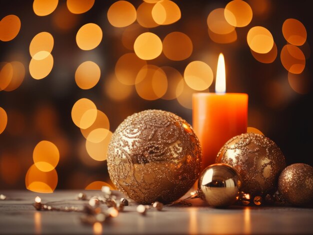 Christmas composition with bokeh background and copy space