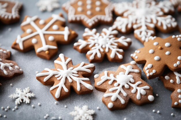 Christmas composition with Christmas handmade gingerbread cookies