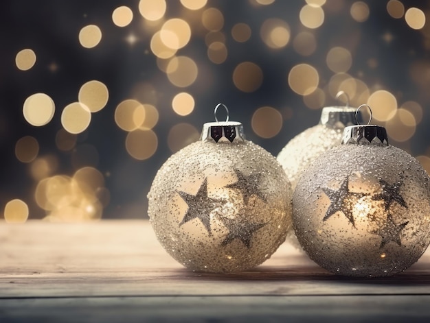 Christmas composition with copy space bokeh background