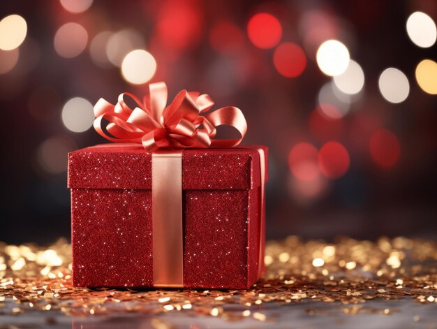 Photo christmas composition with copy space and bokeh background