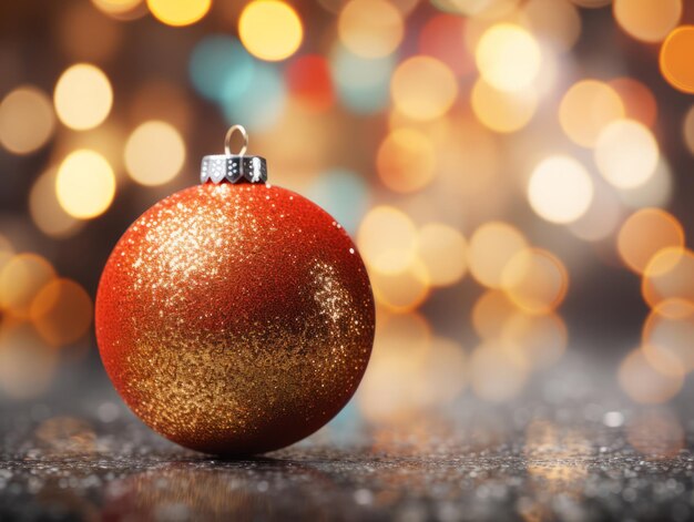 Christmas composition with copy space and bokeh background