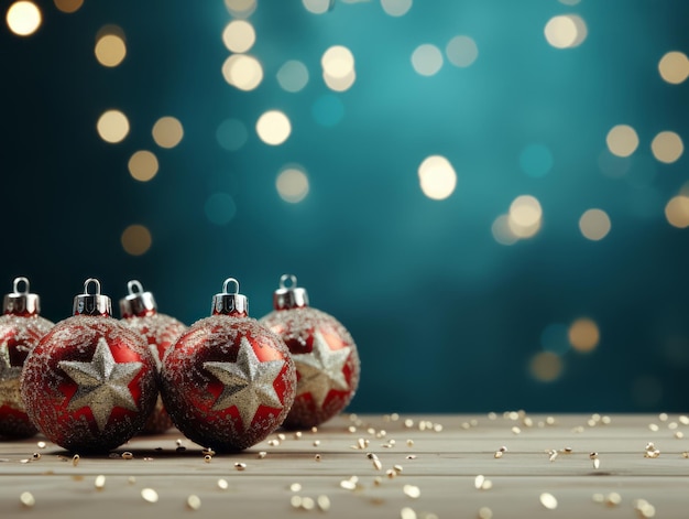 Photo christmas composition with copy space bokeh background