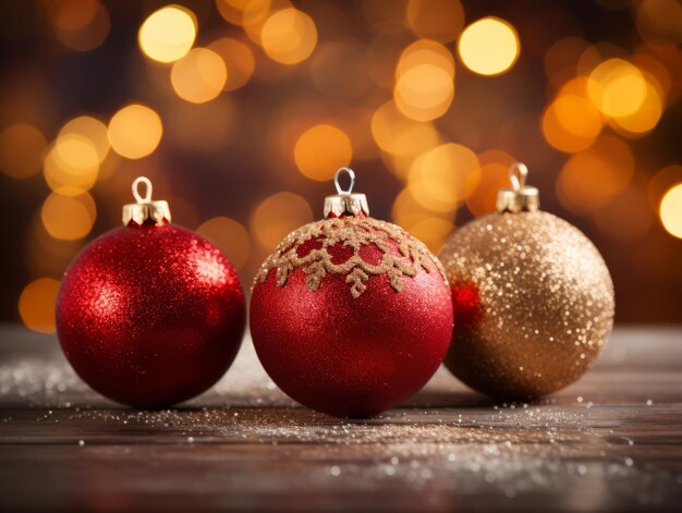 Photo christmas composition with copy space and bokeh background