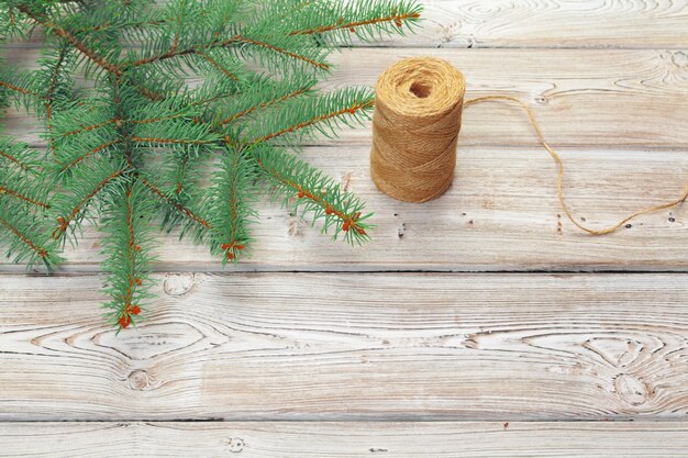 Christmas composition with fir tree branches