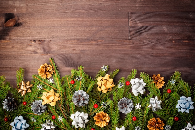 Christmas composition with flowers and branches