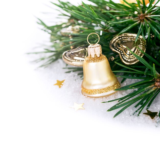 Christmas composition with golden bell