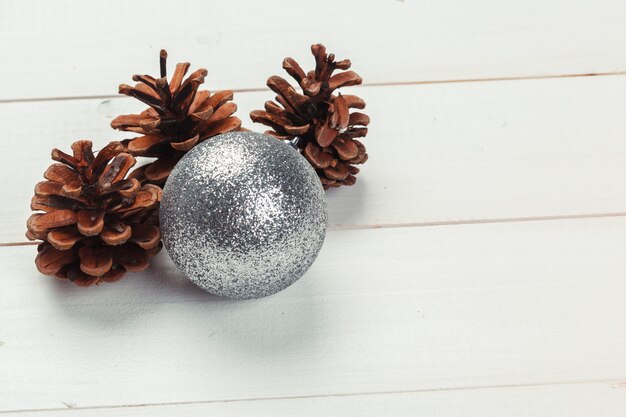 Christmas composition on wooden 