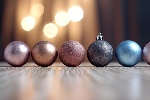 Christmas concept closeup of decorations with bokeh in the background in various colors