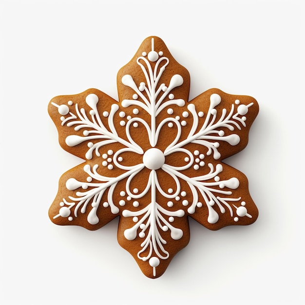 Photo christmas cookie gingerbread on white background cute baked cookie character ai generated