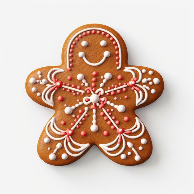 Christmas cookie gingerbread on white background Cute baked cookie character Ai Generated