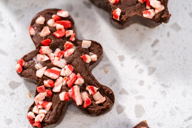 Christmas cookiecutter peppermint fudge